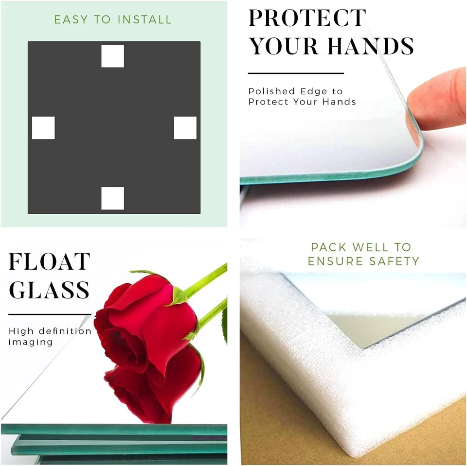 Wandspiegel Klebespiegel Spiegelfliesen Selbstklebend 35x35 Glas HD DIY Türspieg - Bild 4 von 4