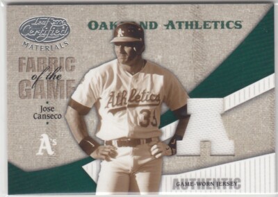 2004 Jose Canseco Leaf Certified Fabric of Game A HOME JERSEY /100 - #169