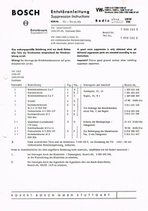 Bosch Radio Entstöranleitung VW Käfer Karmann Ghia Bus Transporter orig. 1969