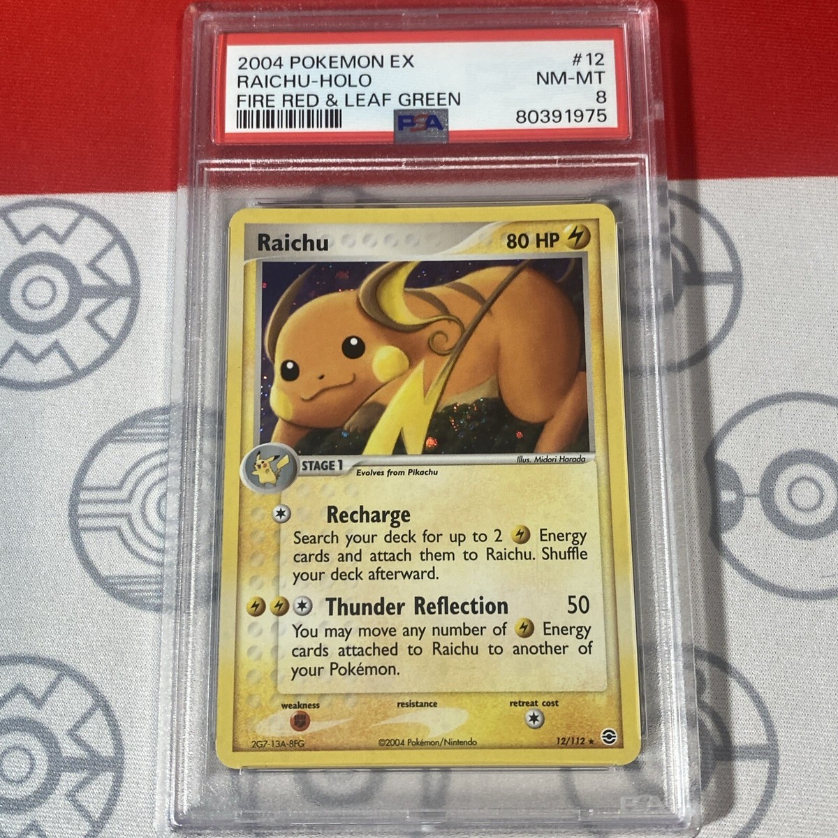 PSA 8 NM/MT Raichu Holo 12/112 Pokemon 2004 Fire Red & Leaf Green