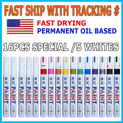16Pcs Waterproof Permanent Paint Marker Pen For Car Tyre Tire Tread Rubber Metal