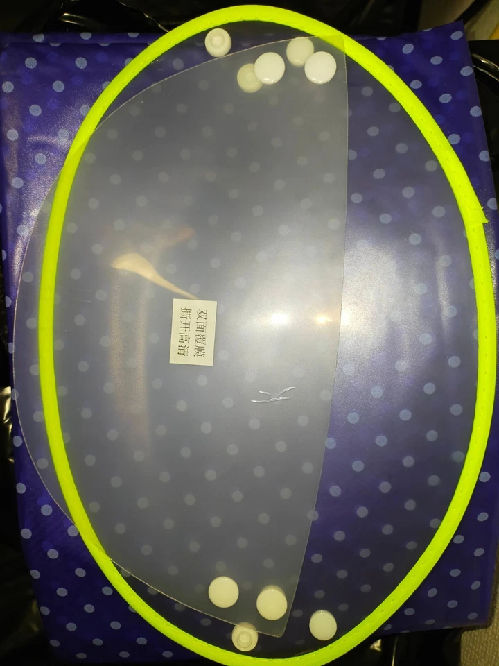 Blue PVC vinyl sleeveless raincape hooded poncho rainwear translucent dots - Image 3 of 4