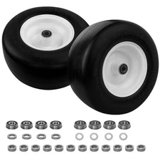 2x 13x6.50-6 Front Flat Free Tire Wheel Set w/ Bearing For Zero-Turn Lawn Mower
