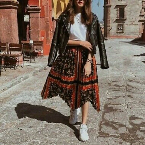 Zara red 2025 maxi skirt