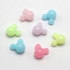 300 pcs Mixed Jelly Color Acrylic Mouse Face Beads 10mm Jewelry Making