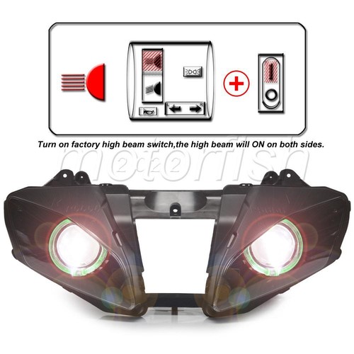 Assembly Projector Green Angel Blue Devil Eyes Headlight for Yamaha YZF-R6 06-07 - Picture 5 of 24