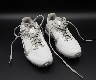 Nike Air SpeedLax 4 Dual Pull Lace Up White Silver Lacrosse Cleats Shoes US 7