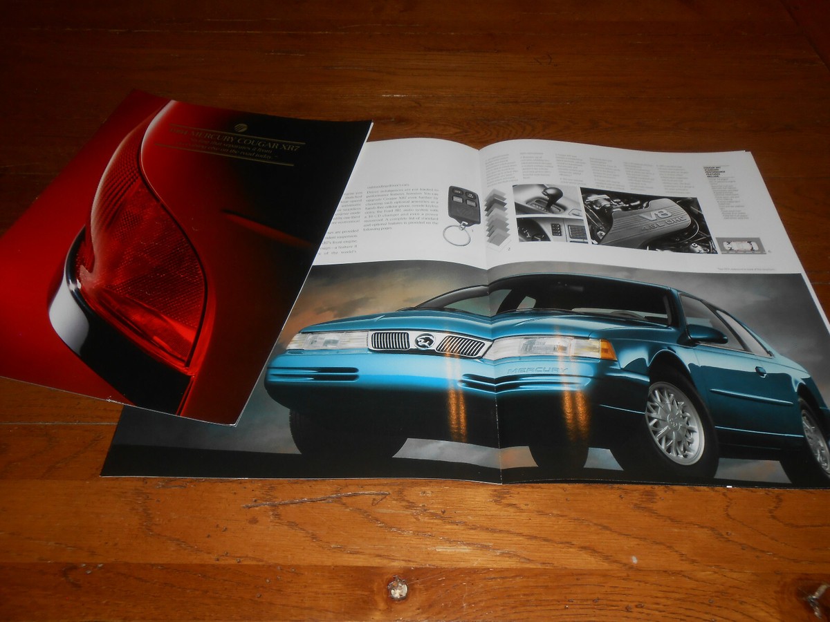 1994 MERCURY COUGAR XR7 HUGE 11 x 14 SHOWROOM BROCHURE / '94 SALES