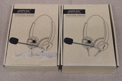 Lot of 2 AGPTEK Hands-free Call Center Noise Canceling Telephone Headsets HA0080
