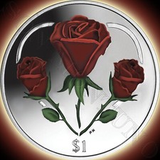 2015 HEART OF ROSES Colorized CuNi $1 Valentine Gift Coin BRITISH VIRGIN ISLANDS