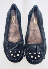 Zodiac Sheridan mocassini neri scamosciati slip on borchie donna 9M