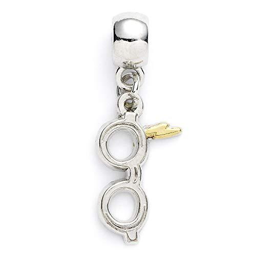 Harry Potter - Silver Plated Lightning Bolt With Glasses Slider Charm ACC NUOVO