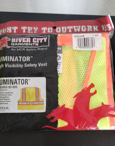 LOT OF 6 MCR Class 3 Polyester Mesh Safety Vest Zipper Lime  WCCL3L MED & XL image 5