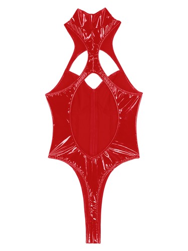 Mujeres PVC Cuero Pecho Abierto Exposición Látex Gato Traje Body Lencería Peluches - Imagen 111 de 181