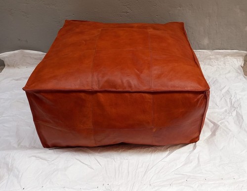 30'' Retro Comfertable Leather Moroccan Ottoman Pouffe Unstuffed - 第 1/8 張圖片
