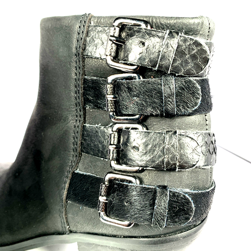 Sam Edelman Womens Lucca Ankle Bootie Leather Calf Hair Zip Block Heel Boots 6.5 - Picture 22 of 23