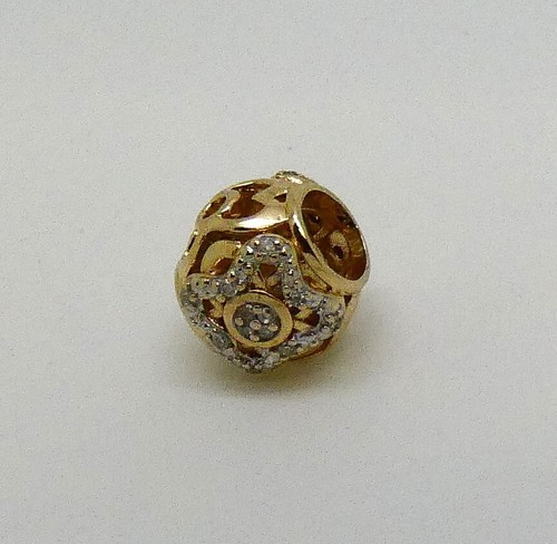 MICHAEL HILL MHJ 10CT YELLOW GOLD & STERLING SILVER DIAMOND EUROPEAN STYLE CHARM - Picture 4 of 11