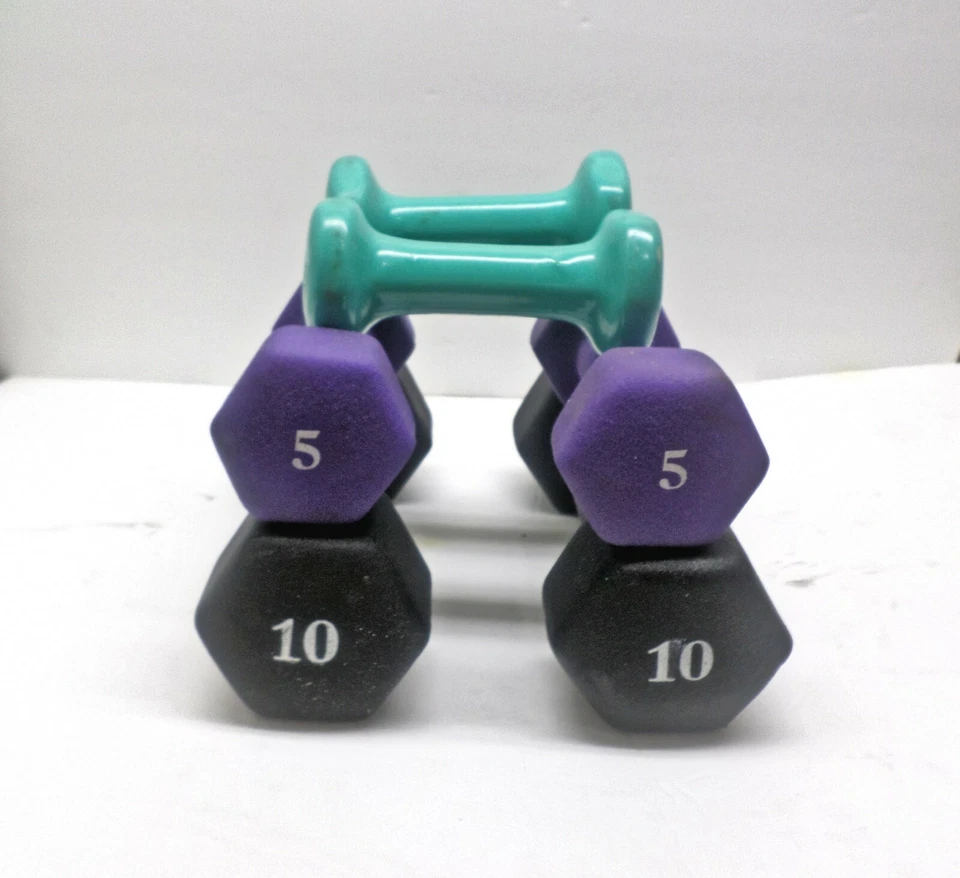 LOTE DE 6 Juego de Mancuernas 10 LB 5LB 2 Mancuernas Redondas Foto 2 de 4