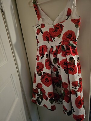 CHI CHI LONDON White Dress FLORAL Rose DESIGN DRESS SIZE 6