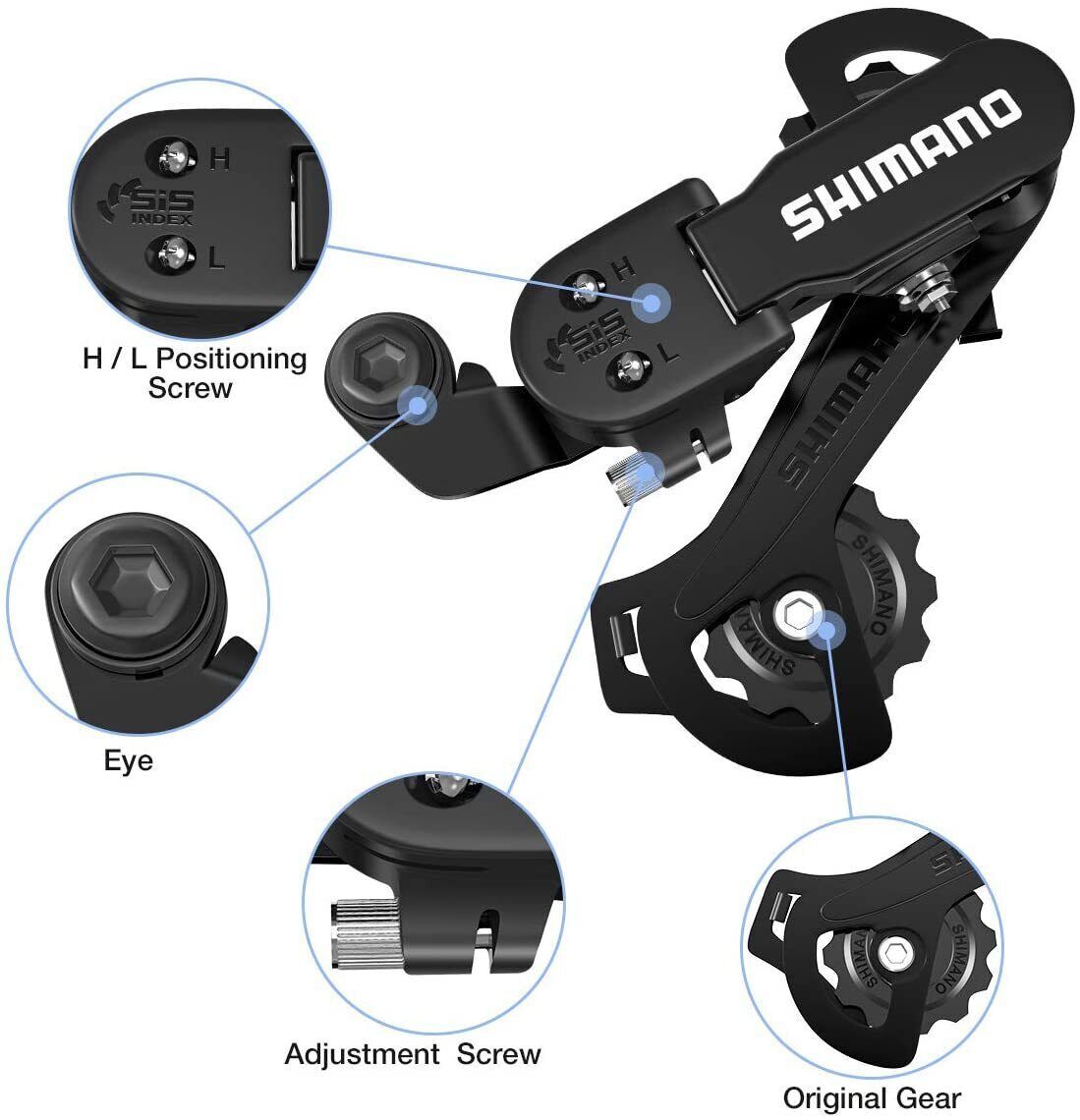Dérailleur Arrière Shimano RD-TZ31 - 5/6/7 Vitesses, Noir, Pour VTT Et