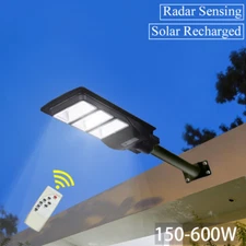 LED Solar Powered Street Lights Cool White Garden Outside Auto On/Off 150W-600W