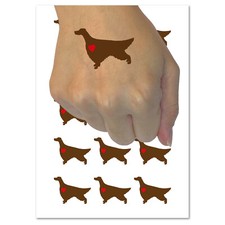 Irish Setter Dog with Heart Temporary Tattoo Water Resistant Fake Body Art Set