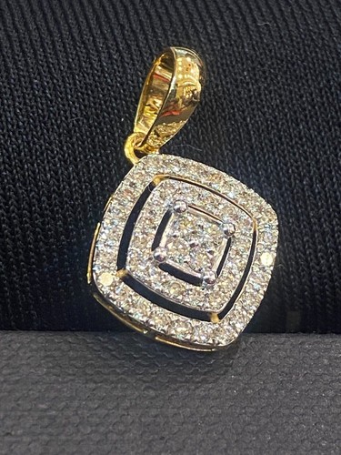 Stunning 0.62 Cts Round Brilliant Cut Diamonds Double Halo Pendant In 14K Gold - Picture 5 of 12