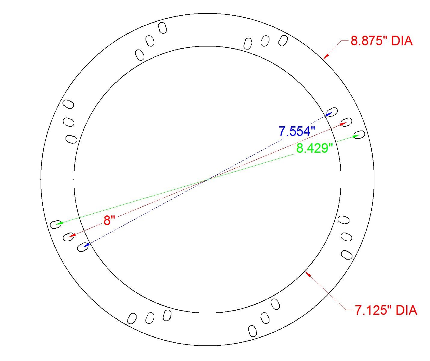 8" Subwoofer Speaker Spacers Depth Extender Extending Rings - 1/2" thick - ID...