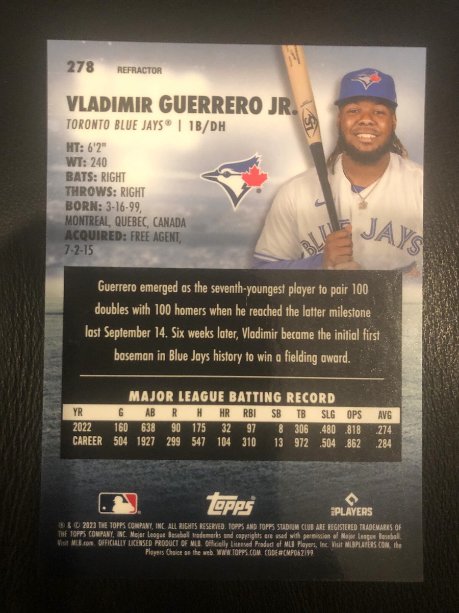 2023 Topps Stadium Club Vladimir Guerrero Jr. Refractor #278 2023 Topps Stadium Club Vladimir Guerrero Jr. Refractor #278