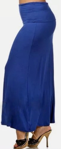 New USA PLUS SIZE WOMENS FOLD OVER BURGUNDY BLUE GRAY MAXI LONG SKIRT XL 1X 2X - Picture 2 of 4