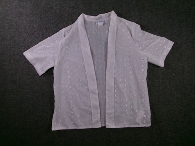 Vintage Vicki Waynes Top Womens S Open Front Embroidered Short Sleeve USA White