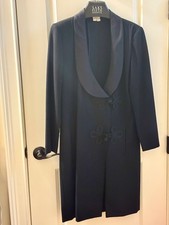 RARE Vintage 80s Gucci Women’s Black Tuxedo Jacket Dress Silk Frog Closures 42 6
