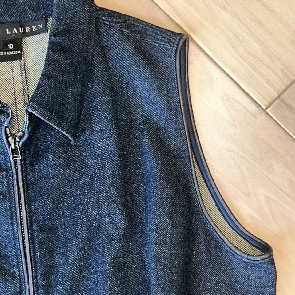 RALPH LAUREN Black Label Denim Sheath Dress Sleeveless Women’s 10 - Image 3 of 4