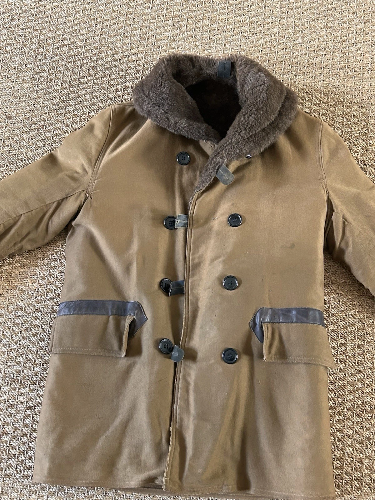 Vintage WWII Era Barnstormer Coat Alpaca Lined Military? 40" Chest image 1