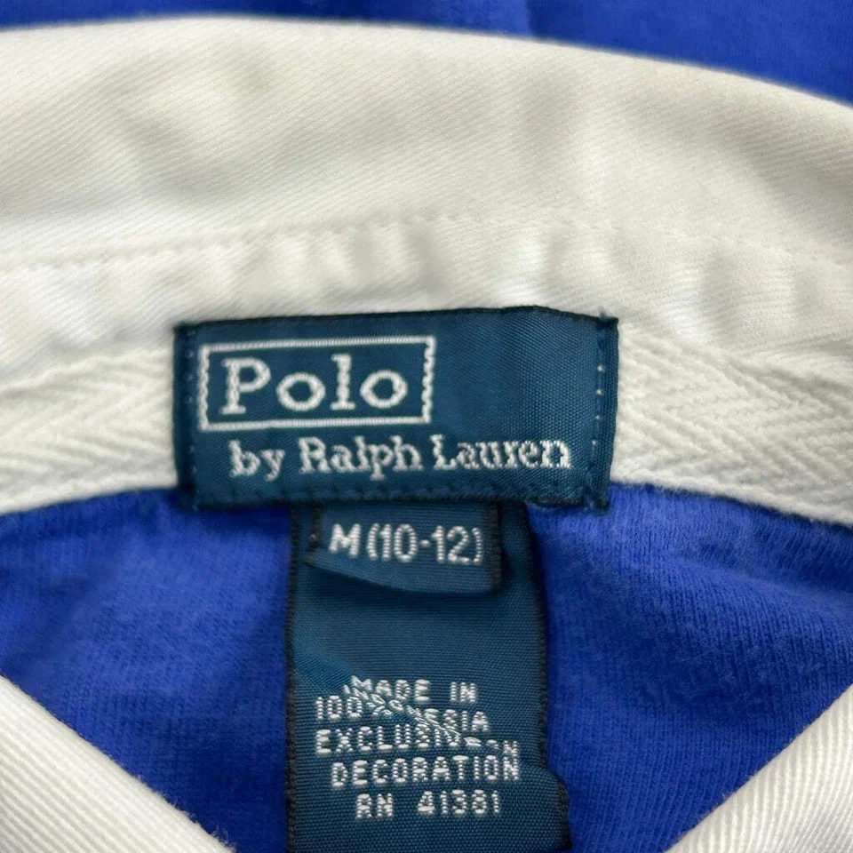 Age 10-12 Polo By Ralph Lauren Striped Rugby Shirt - Medium Blue Cotton - Image 3 of 4
