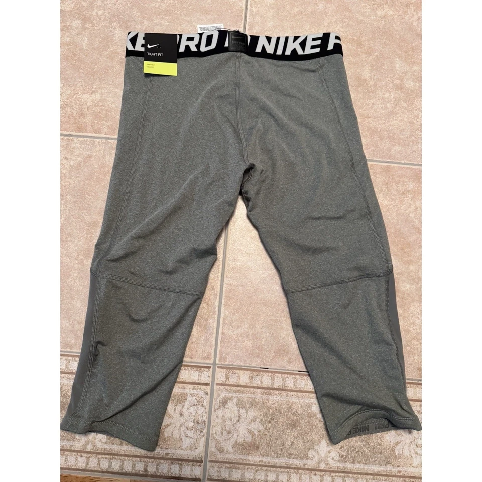 NIKE PRO JUNIOR 3/4 COMPRESSION TIGHTS CARBON/WHITE (BV3506-091) NWT Size Large - Image 4 of 4