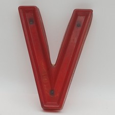 Red VTG. Plastic Letter V 10 X 7 Marquee Letter Wall Art Industrial Deco