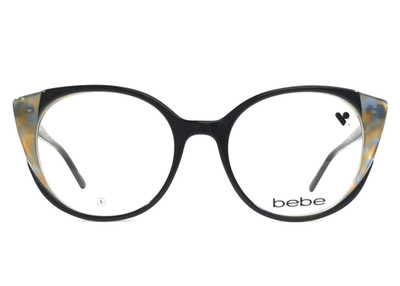 Bebe Brillengestell BB5218 001 JET Schwarz Gelb Cat Eye Vollrand 51-18-135