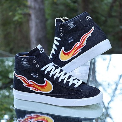 Nike Blazer Mid 77 Cleveland Rocks Men's Size 12 Black Red Custom DQ7635-001