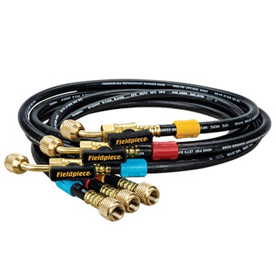 Fieldpiece HR3B Ball Valve Refrigerant Hose Set (3) with Color Tags - 1/4'' x ...