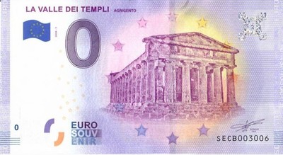 0 Euro Schein La Valle dei Templi · Agrigento Italien Souvenir o Null   Banknote