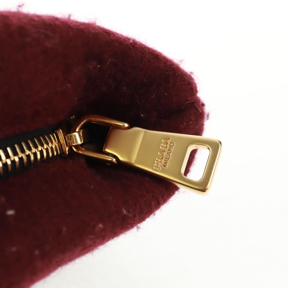 PRADA Clutch Bag Fur Bordeaux Gold Auth 168291V thumbnail 13