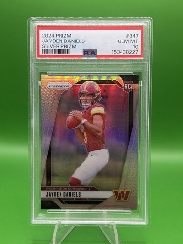 JAYDEN DANIELS 2024 PRIZM SILVER ROOKIE RC #347 PSA 10 GEM MINT! DC #153438227