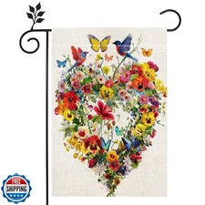 Spring Summer Birds Flowers Butterflies Garden Flag for Outside,