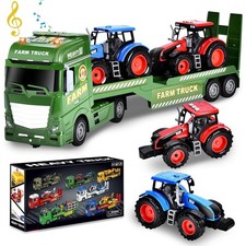 Großer Pritschenwagen Spielzeug für Kinder Farm Truck Spielzeug mit 2 Traktoren