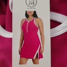 Sage Collective Ladies Active Tennis Golf Pink White Trim Dress with Shorts L