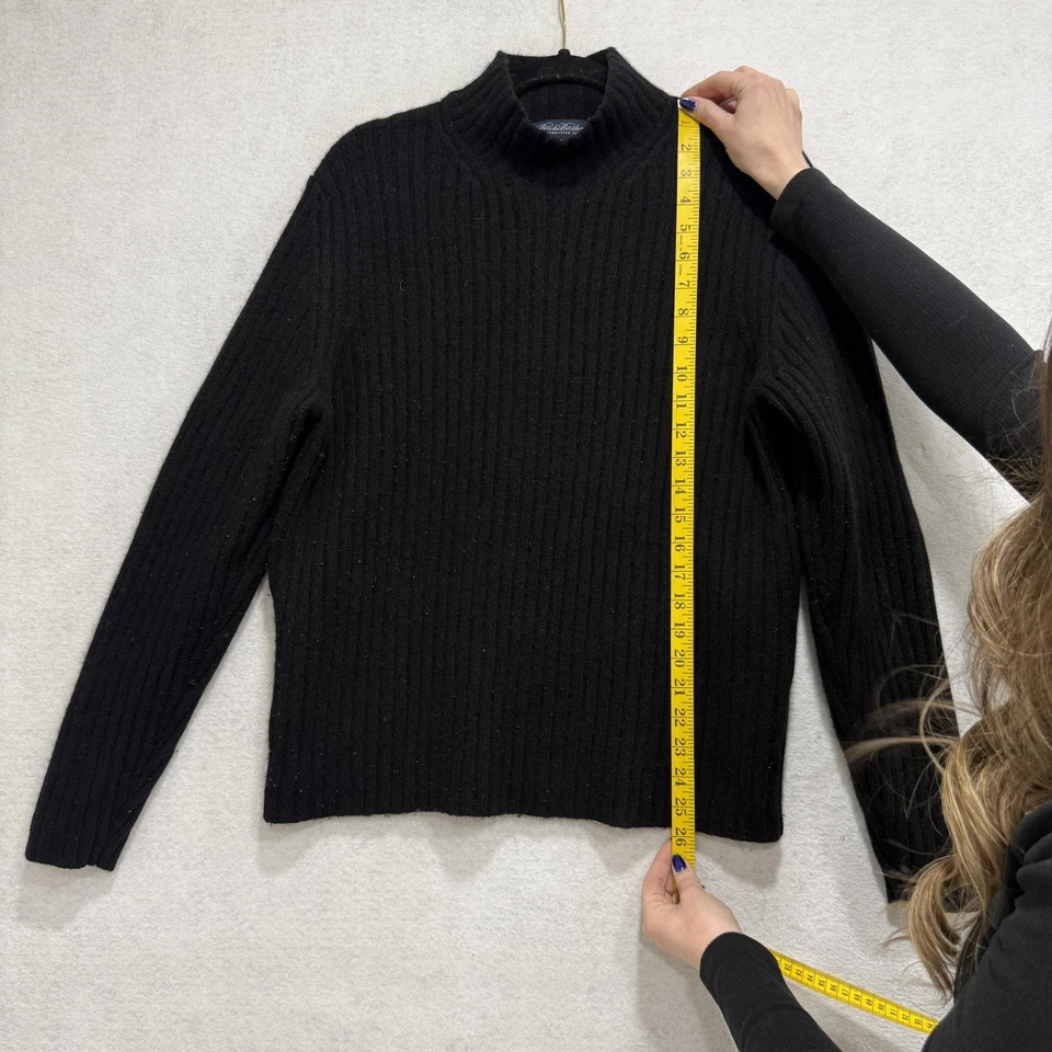 Brooks Brothers свитер мужской средний черный шерсти кашемир ребристый насмешливый воротник - Изображение 3 из 4