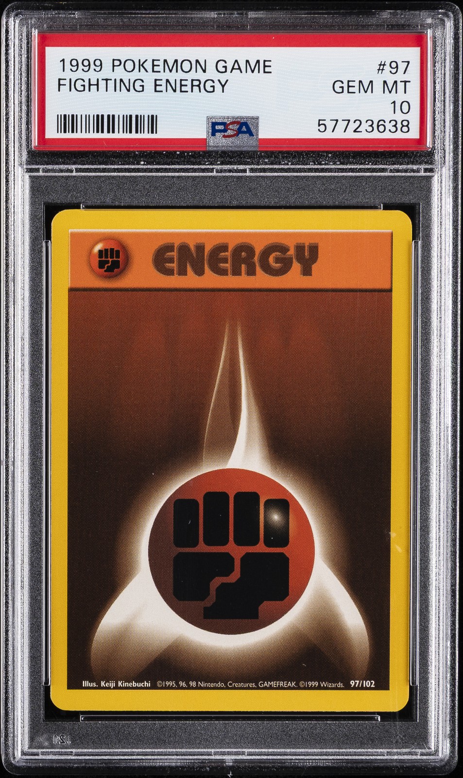 1999 POKEMON BASE SET UNLIMITED #97 FIGHTING ENERGY PSA 10