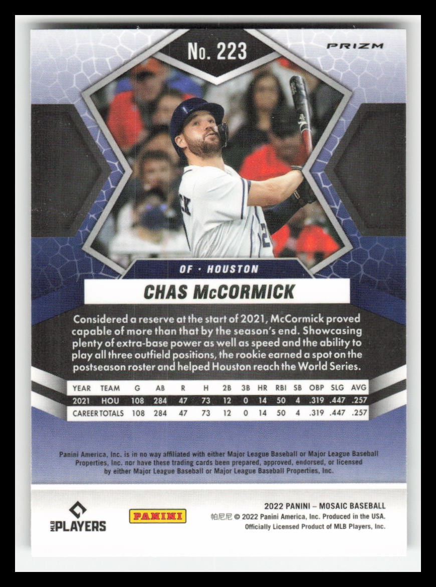 2022 Panini Mosaic Mosaic Reactive Orange #223 Chas McCormick | eBay
