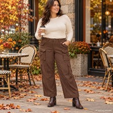 Free People Last Catch Cargo Pants Womens 12 Brown Herringbone Utility Cropped